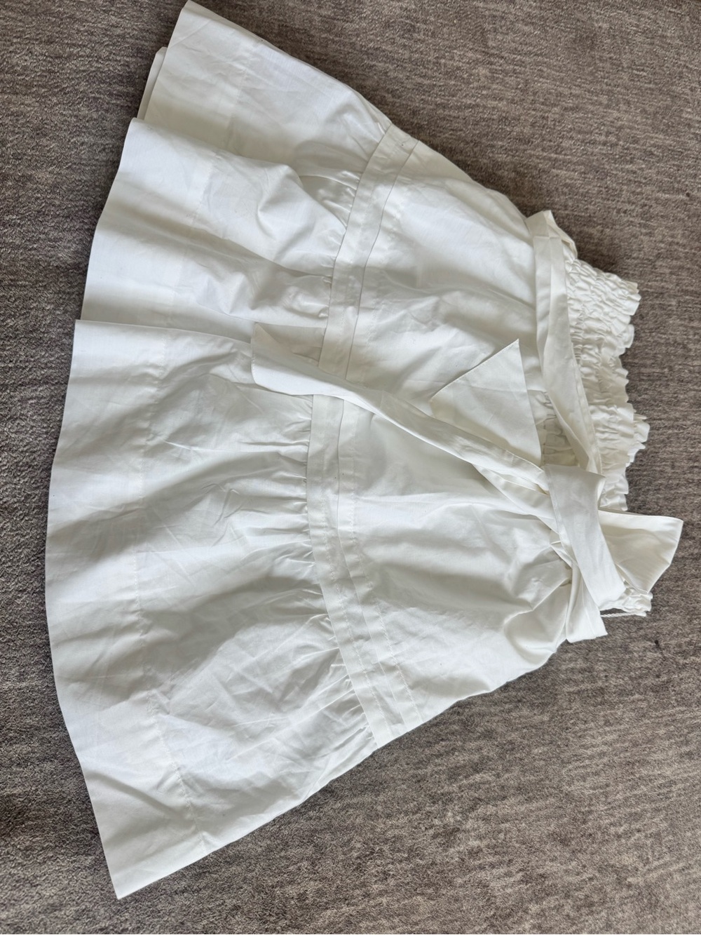 Anthropologie White Tiered Tie-Waist Skater Skirt